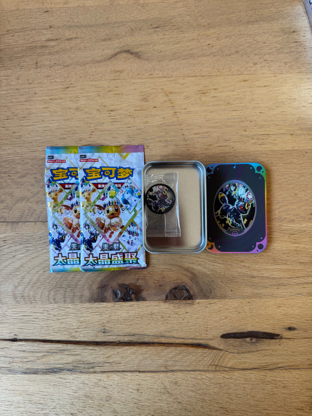 (Chinese) Pokémon: Terastal Grand Gathering Eeveelutions Mini Tin (2 Packs) Umbreon