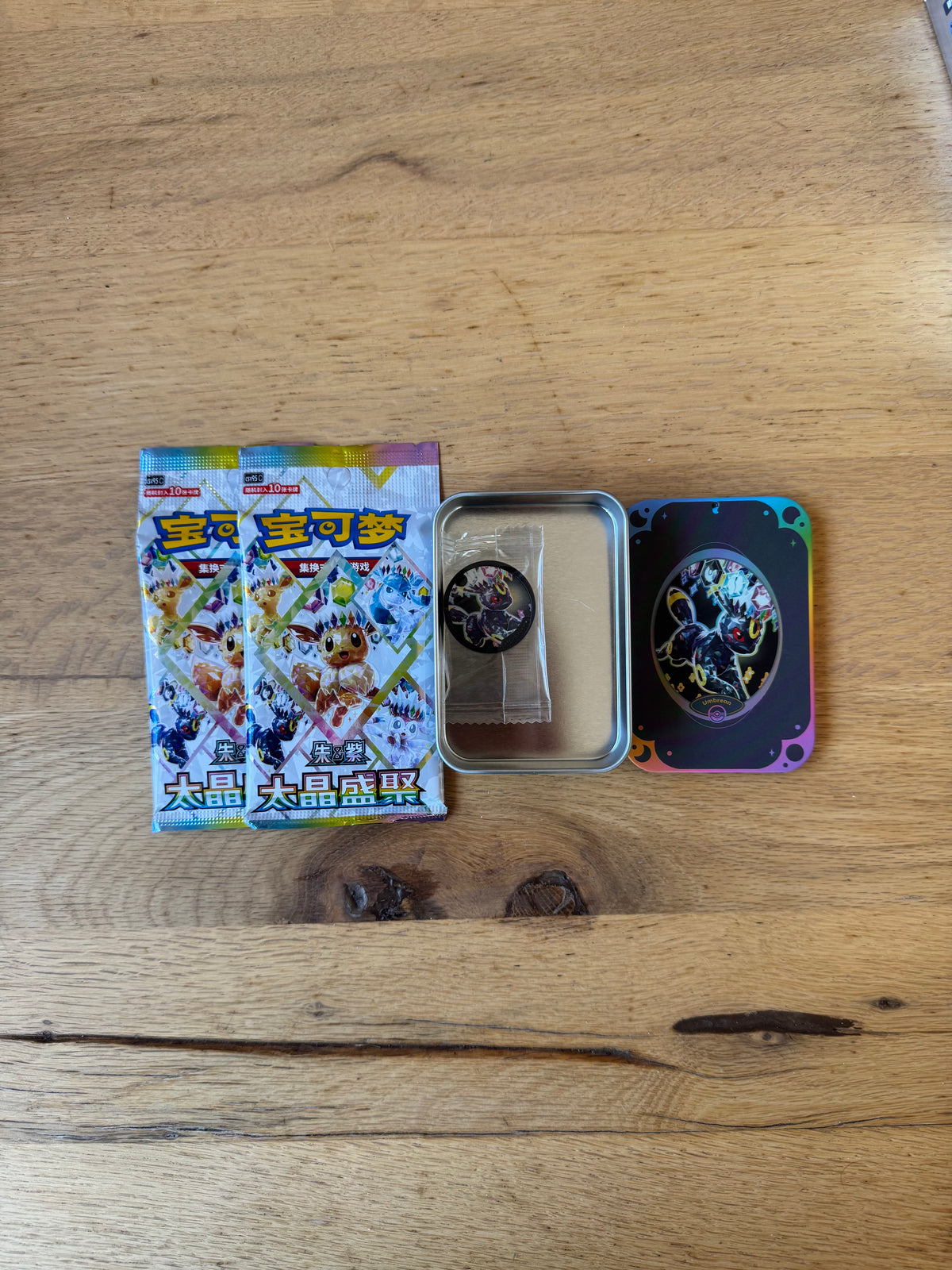 (Chinese) Pokémon: Terastal Grand Gathering Eeveelutions Mini Tin (2 Packs) Umbreon